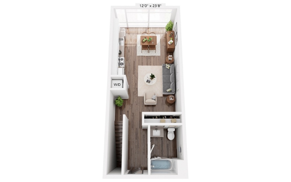 LW4 - Studio floorplan layout with 1.5 bathroom and 1381 square feet (Upstairs)