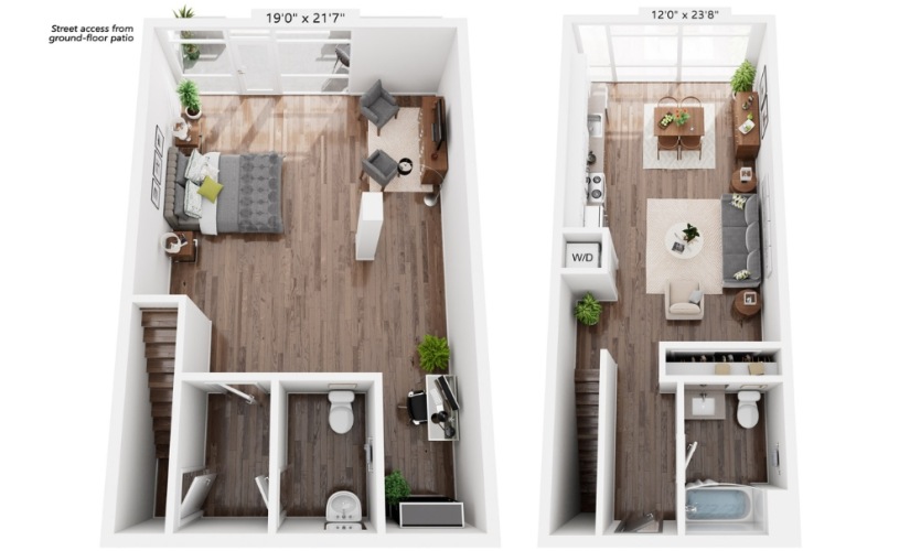 LW4 - Studio floorplan layout with 1.5 bathroom and 1381 square feet
