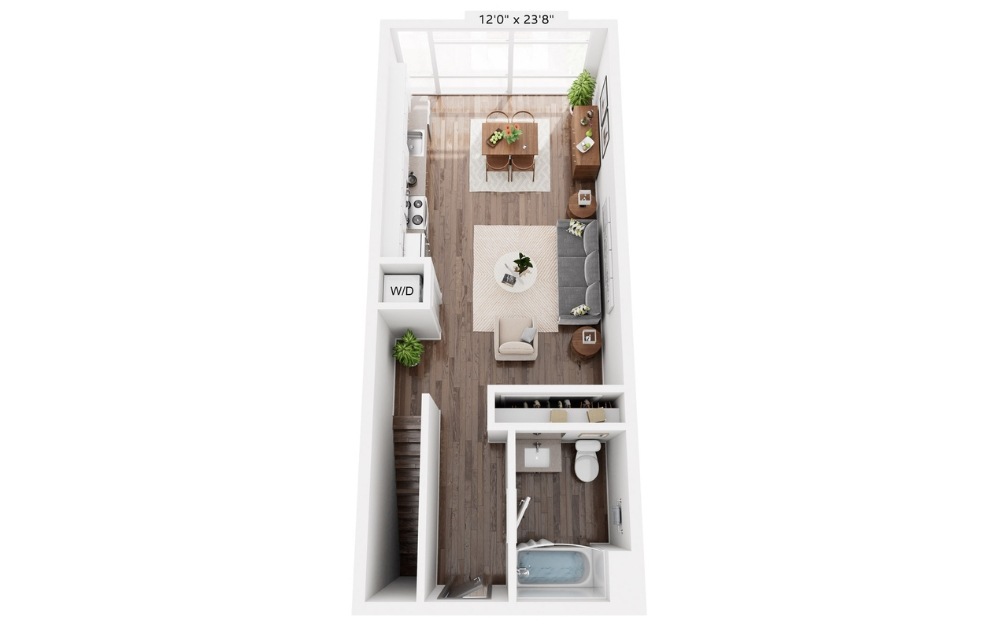 LW5 - Studio floorplan layout with 1.5 bathroom and 1448 square feet (Upstairs)