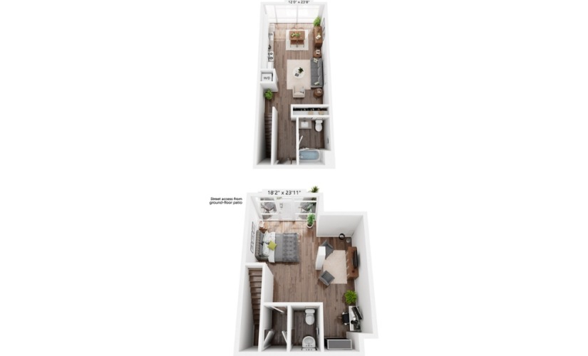 LW5 - Studio floorplan layout with 1.5 bathroom and 1448 square feet